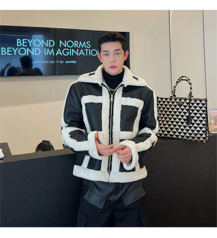 French Fashionable Fur Jacket Stitching Korean Style